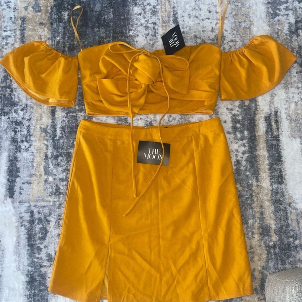 Yellow Skirt Set Two piece set Boho Size small size large